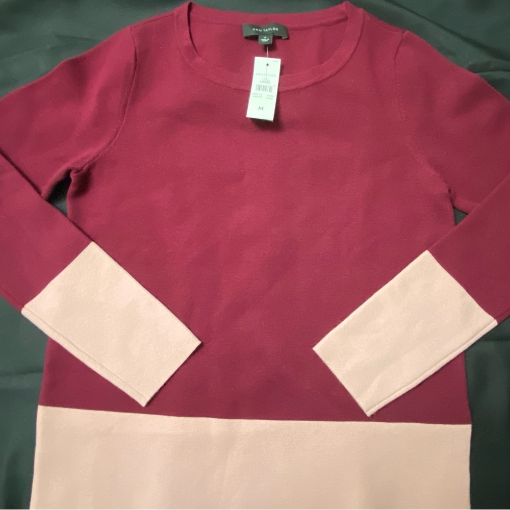 Ann Taylor Pink/Burgundy Sweater. NWT size Medium